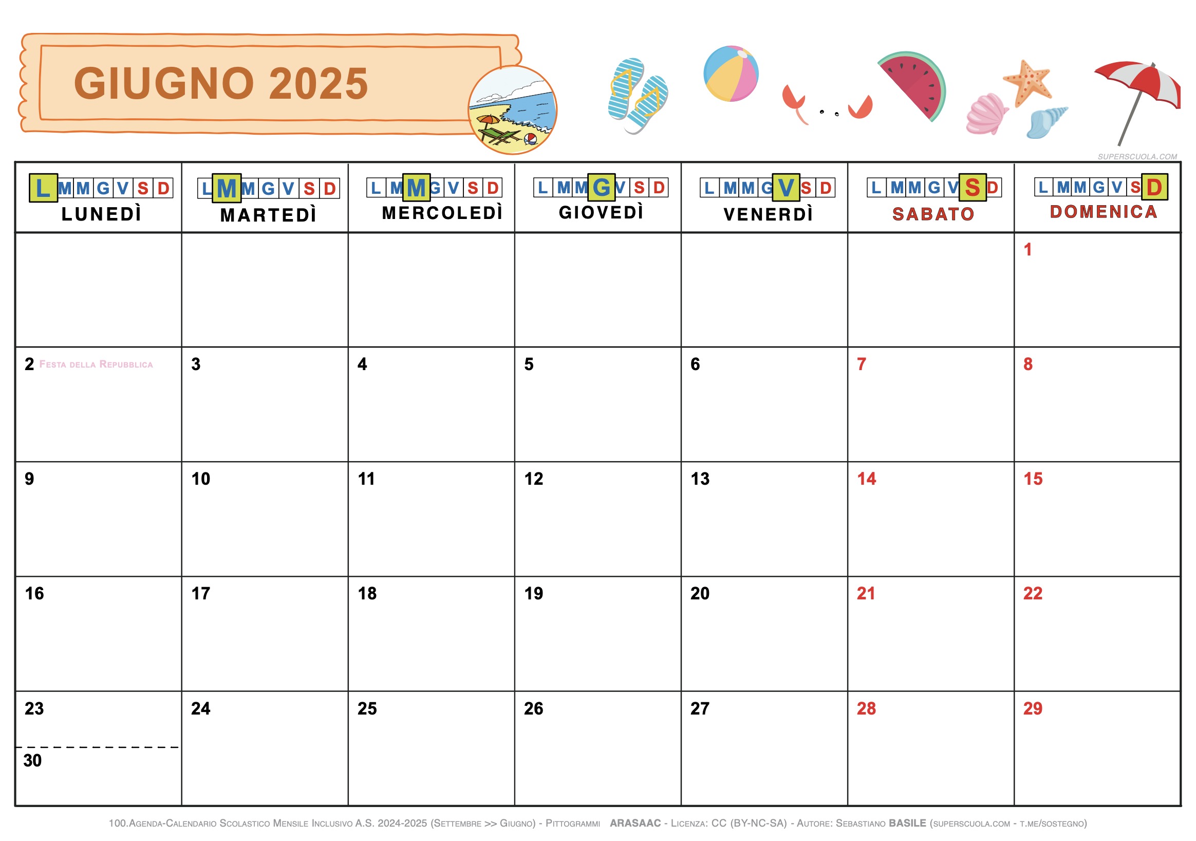 Calendario inclusivo a.s. 2024/2025